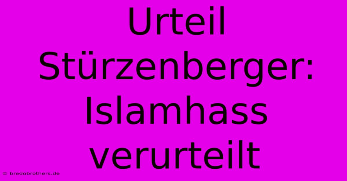 Urteil Stürzenberger: Islamhass Verurteilt