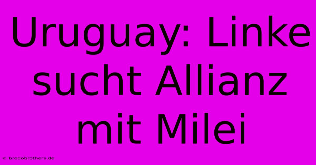 Uruguay: Linke Sucht Allianz Mit Milei