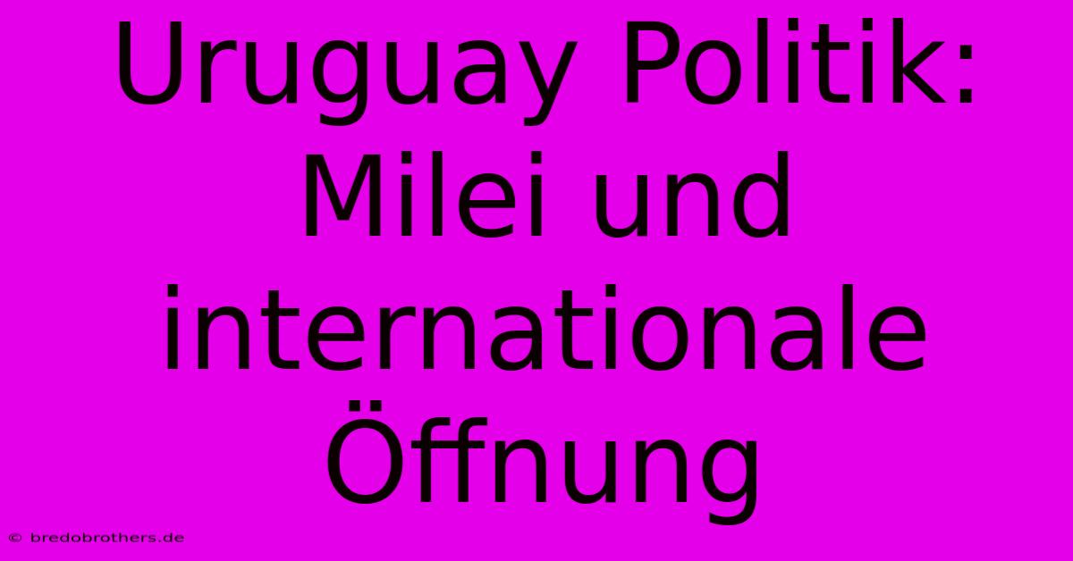 Uruguay Politik: Milei Und Internationale Öffnung