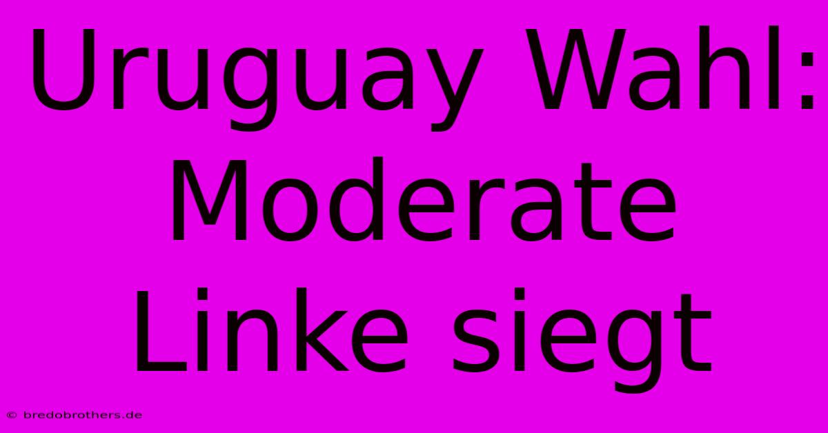 Uruguay Wahl: Moderate Linke Siegt