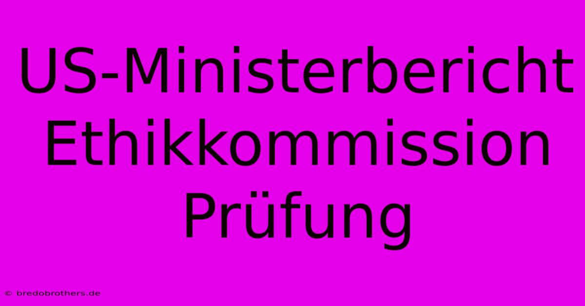 US-Ministerbericht Ethikkommission Prüfung