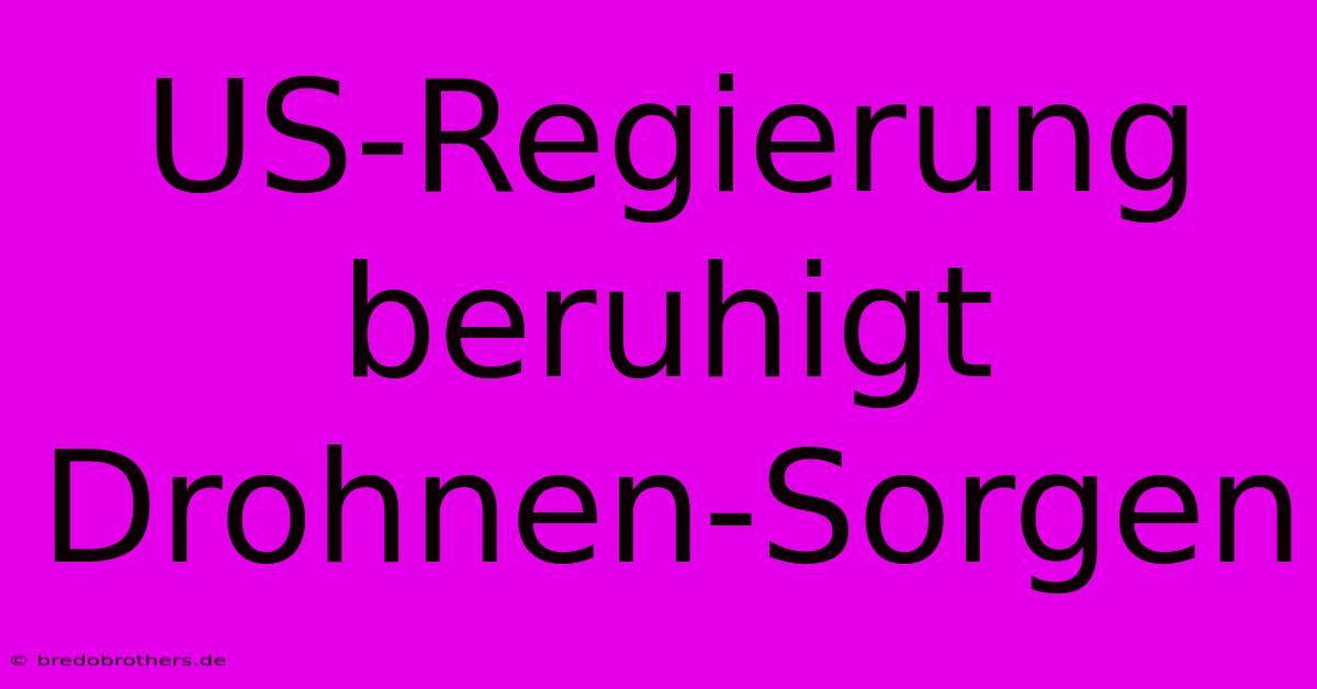 US-Regierung Beruhigt Drohnen-Sorgen