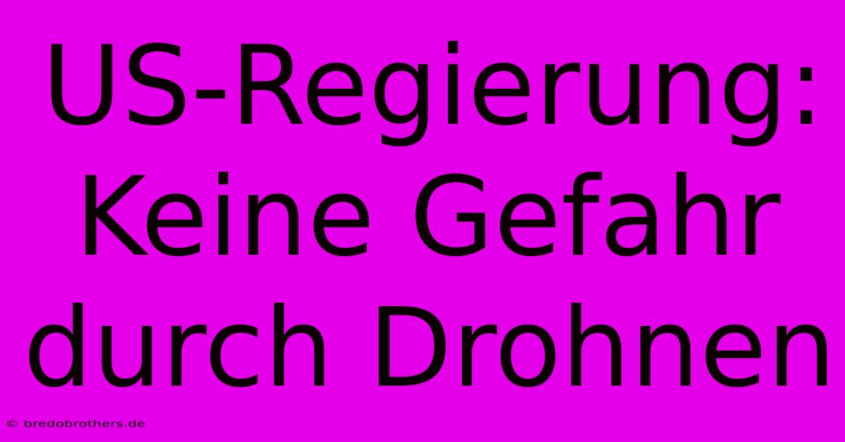 US-Regierung: Keine Gefahr Durch Drohnen