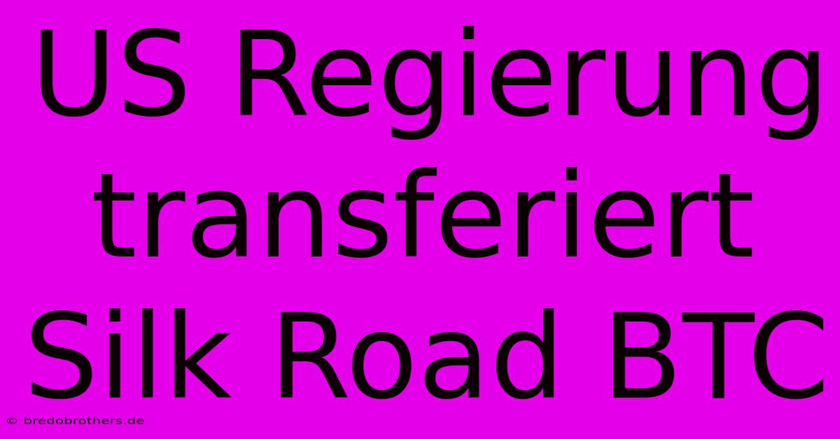 US Regierung Transferiert Silk Road BTC