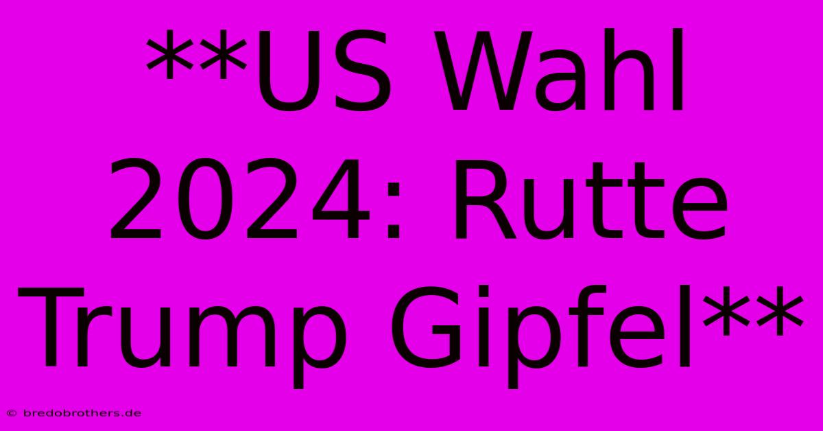 **US Wahl 2024: Rutte Trump Gipfel**