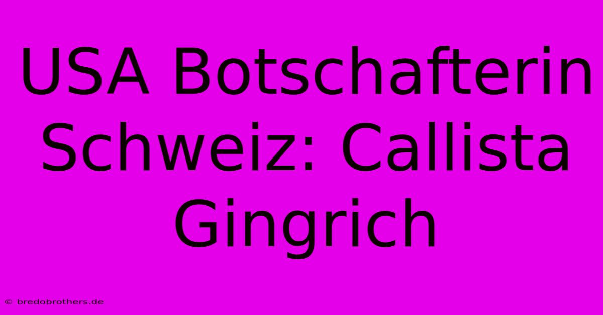 USA Botschafterin Schweiz: Callista Gingrich