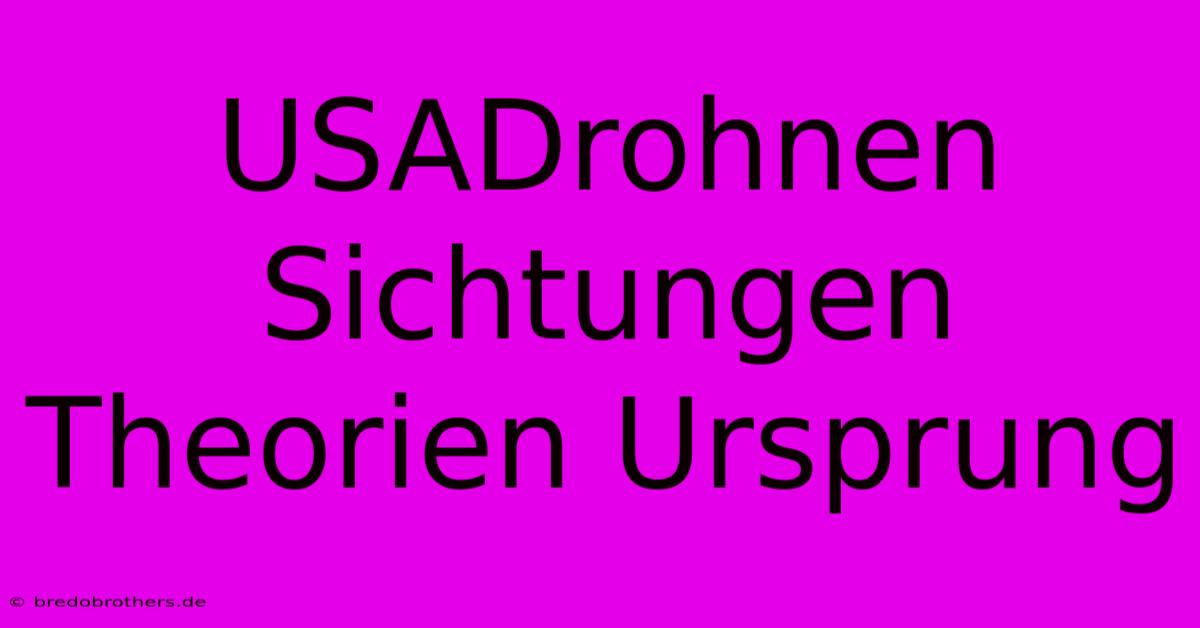 USADrohnen Sichtungen Theorien Ursprung