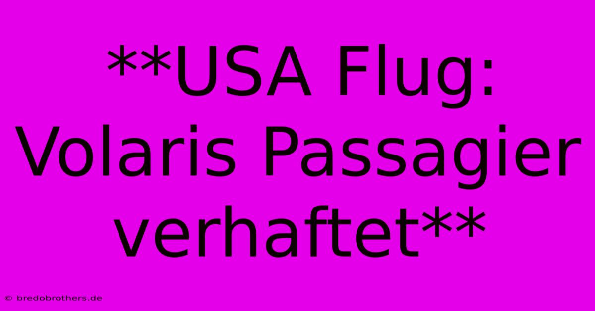 **USA Flug: Volaris Passagier Verhaftet**