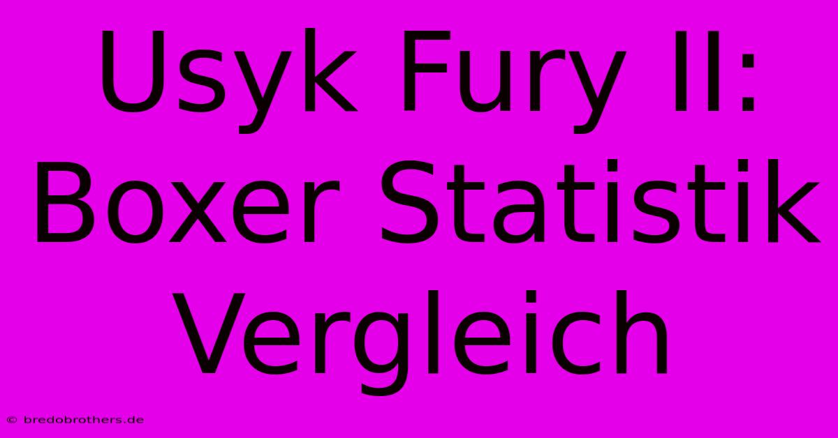 Usyk Fury II: Boxer Statistik Vergleich