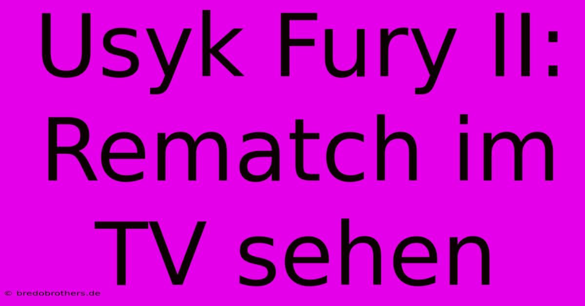 Usyk Fury II:  Rematch Im TV Sehen