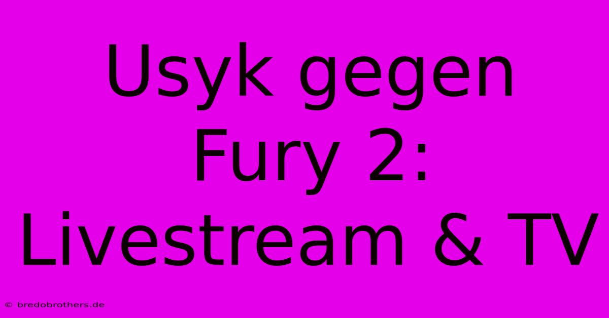 Usyk Gegen Fury 2:  Livestream & TV