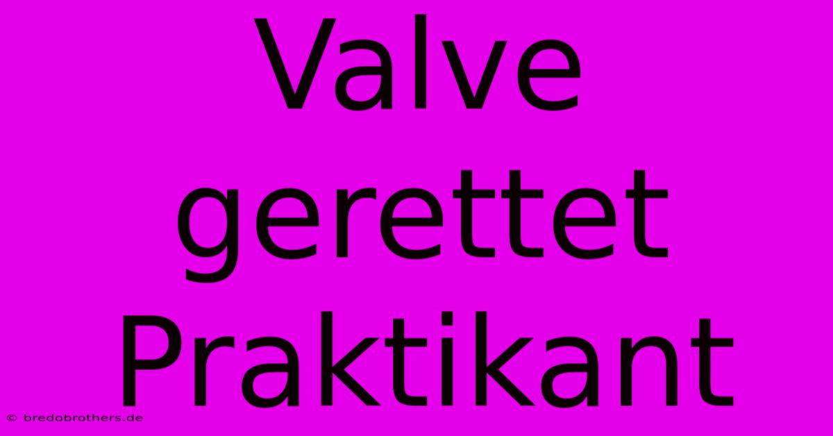 Valve Gerettet Praktikant  