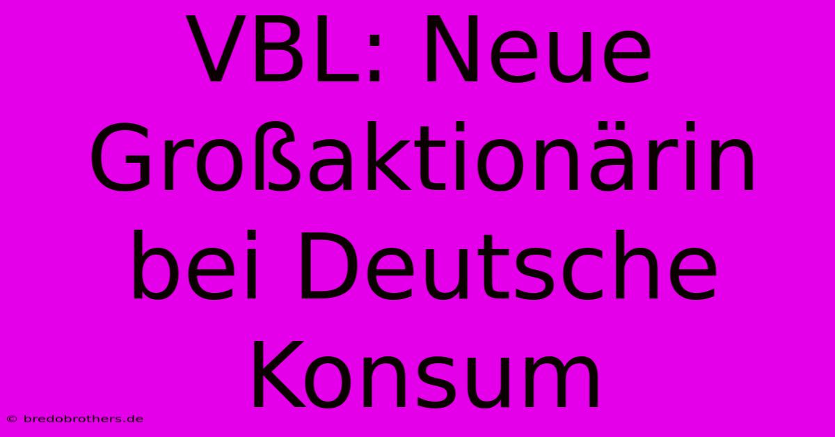 VBL: Neue Großaktionärin Bei Deutsche Konsum