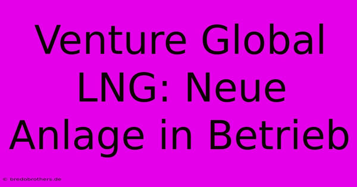 Venture Global LNG: Neue Anlage In Betrieb