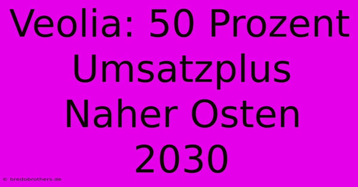 Veolia: 50 Prozent Umsatzplus Naher Osten 2030