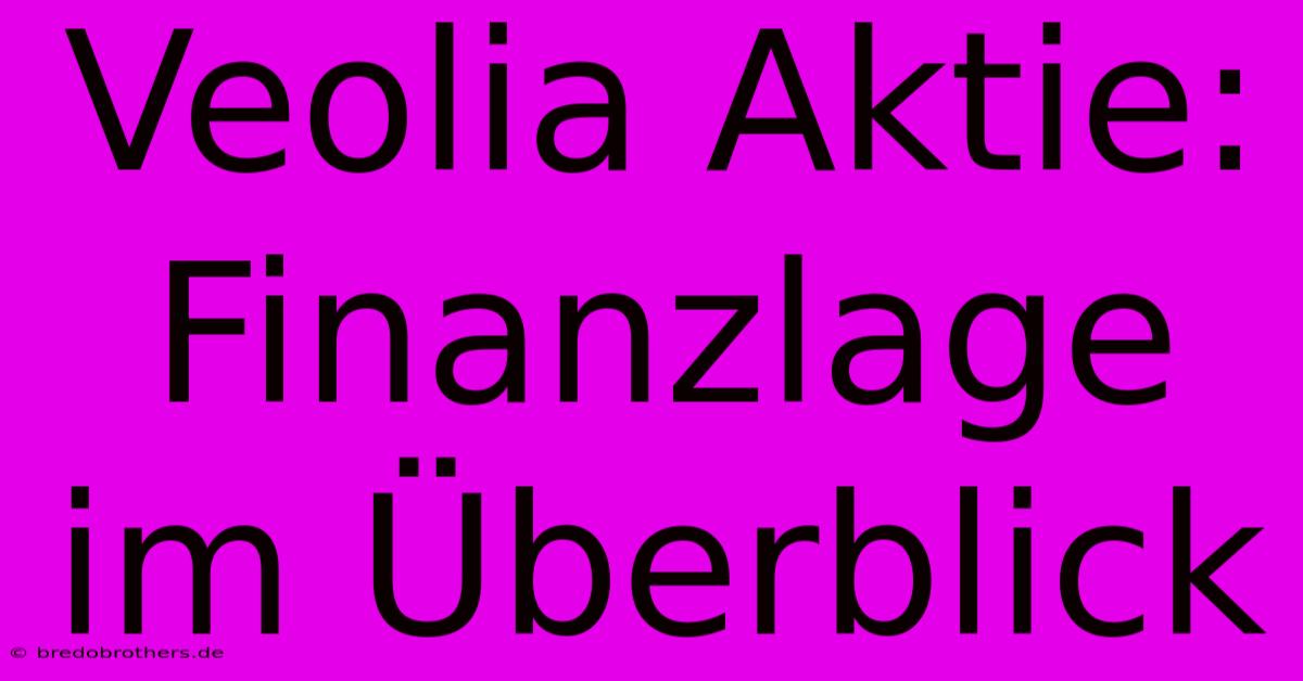 Veolia Aktie: Finanzlage Im Überblick