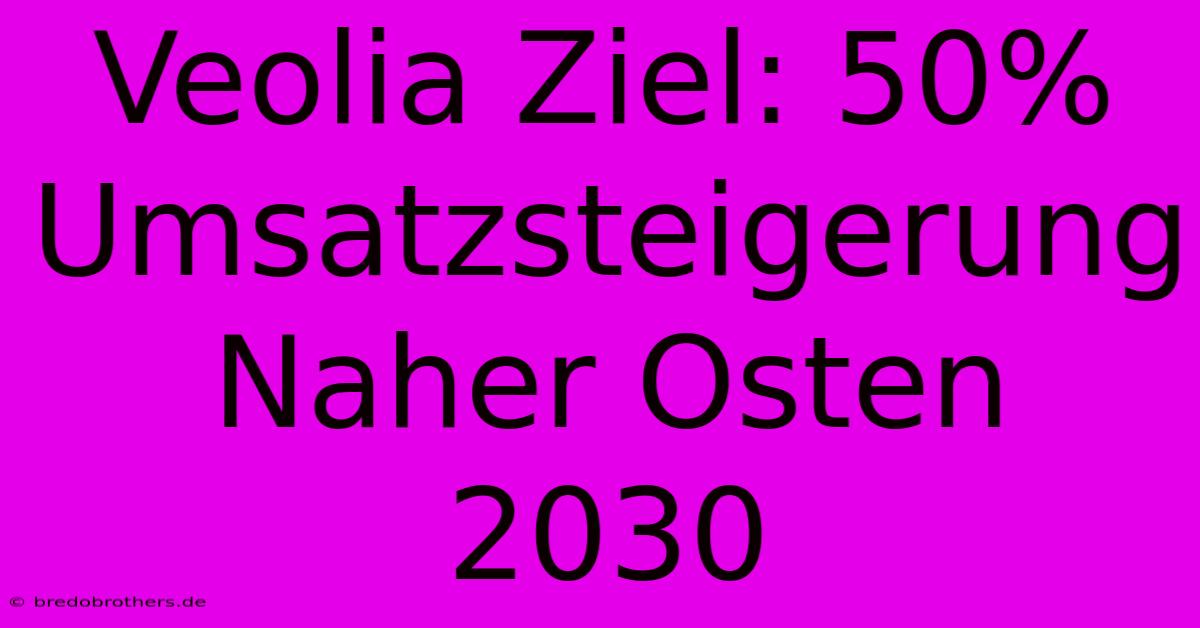 Veolia Ziel: 50% Umsatzsteigerung Naher Osten 2030