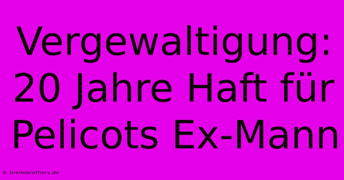 Vergewaltigung: 20 Jahre Haft Für Pelicots Ex-Mann