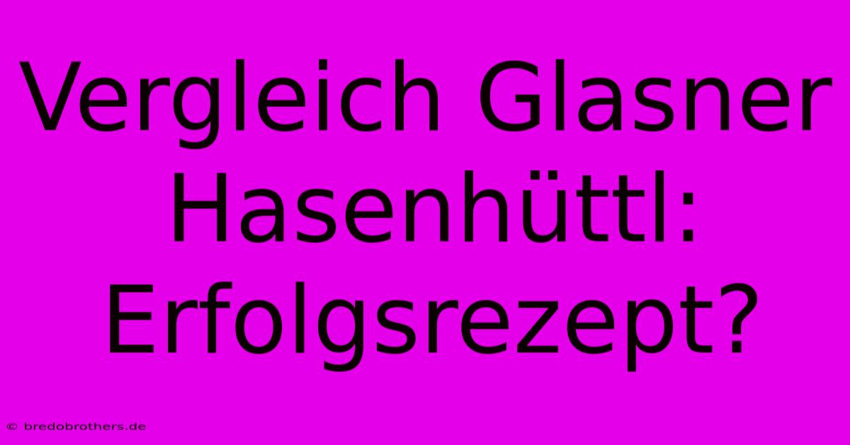 Vergleich Glasner Hasenhüttl: Erfolgsrezept?