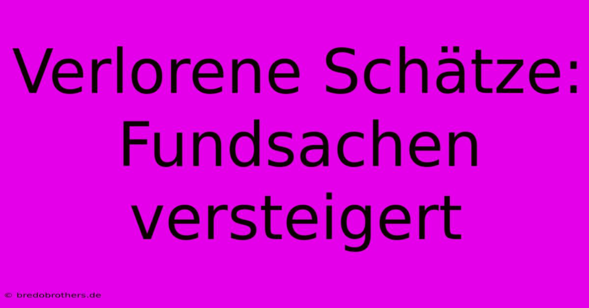 Verlorene Schätze: Fundsachen Versteigert 