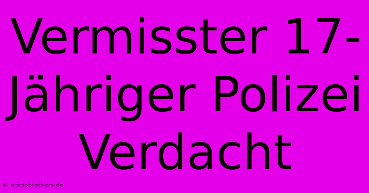 Vermisster 17-Jähriger Polizei Verdacht