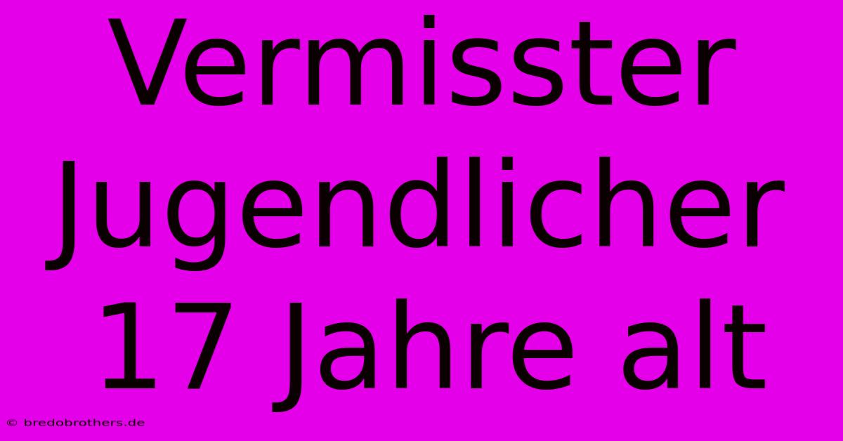 Vermisster Jugendlicher 17 Jahre Alt