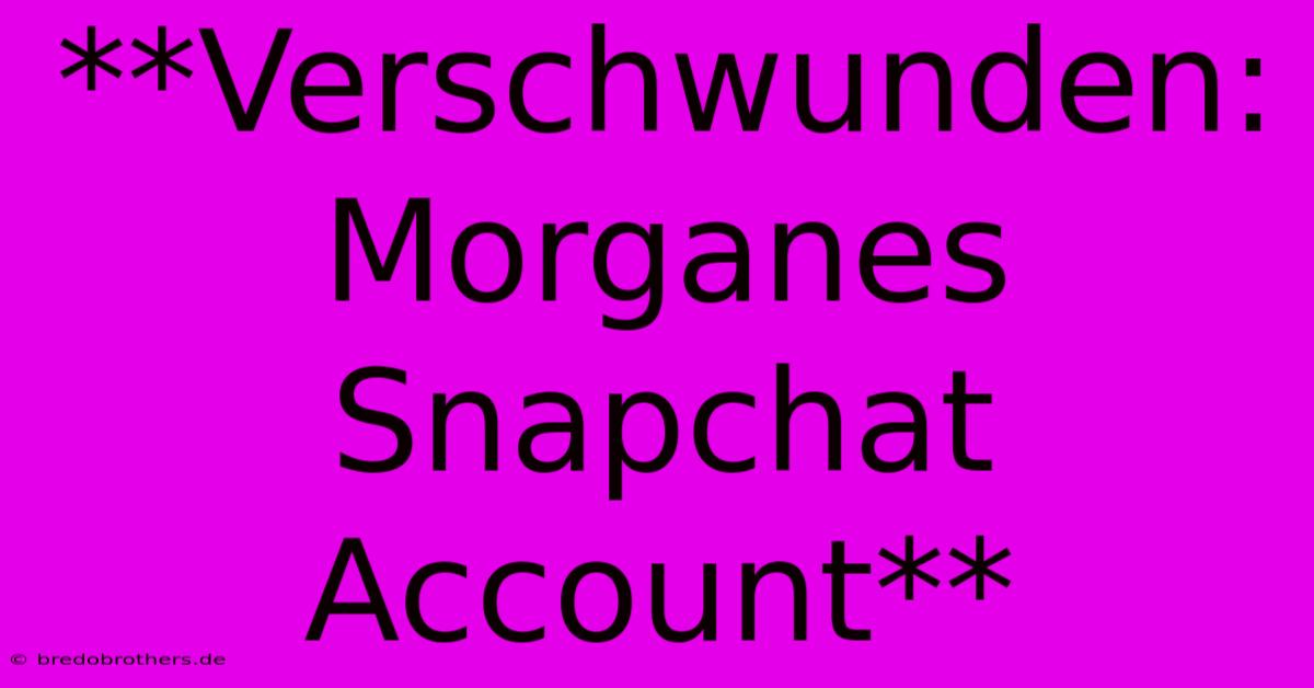 **Verschwunden: Morganes Snapchat Account**