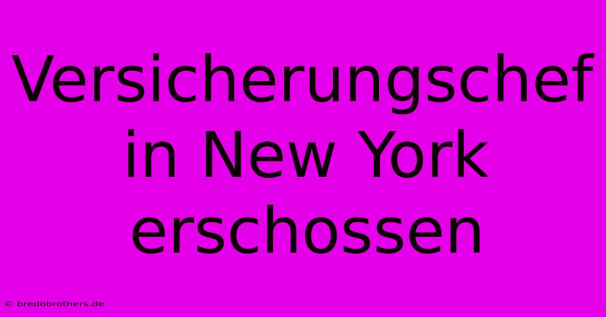 Versicherungschef In New York Erschossen