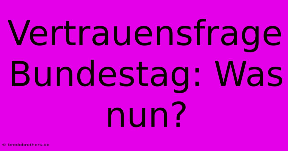 Vertrauensfrage Bundestag: Was Nun?