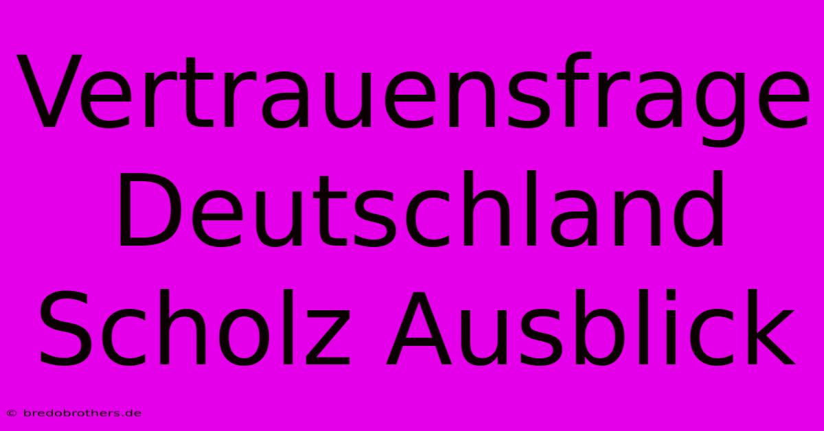 Vertrauensfrage Deutschland Scholz Ausblick