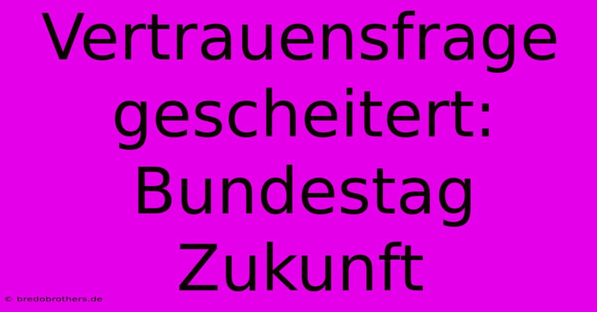 Vertrauensfrage Gescheitert: Bundestag Zukunft