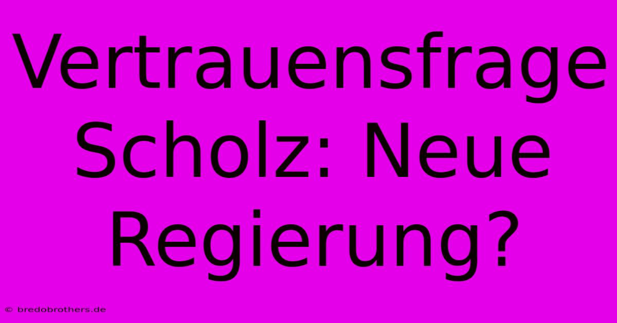 Vertrauensfrage Scholz: Neue Regierung?