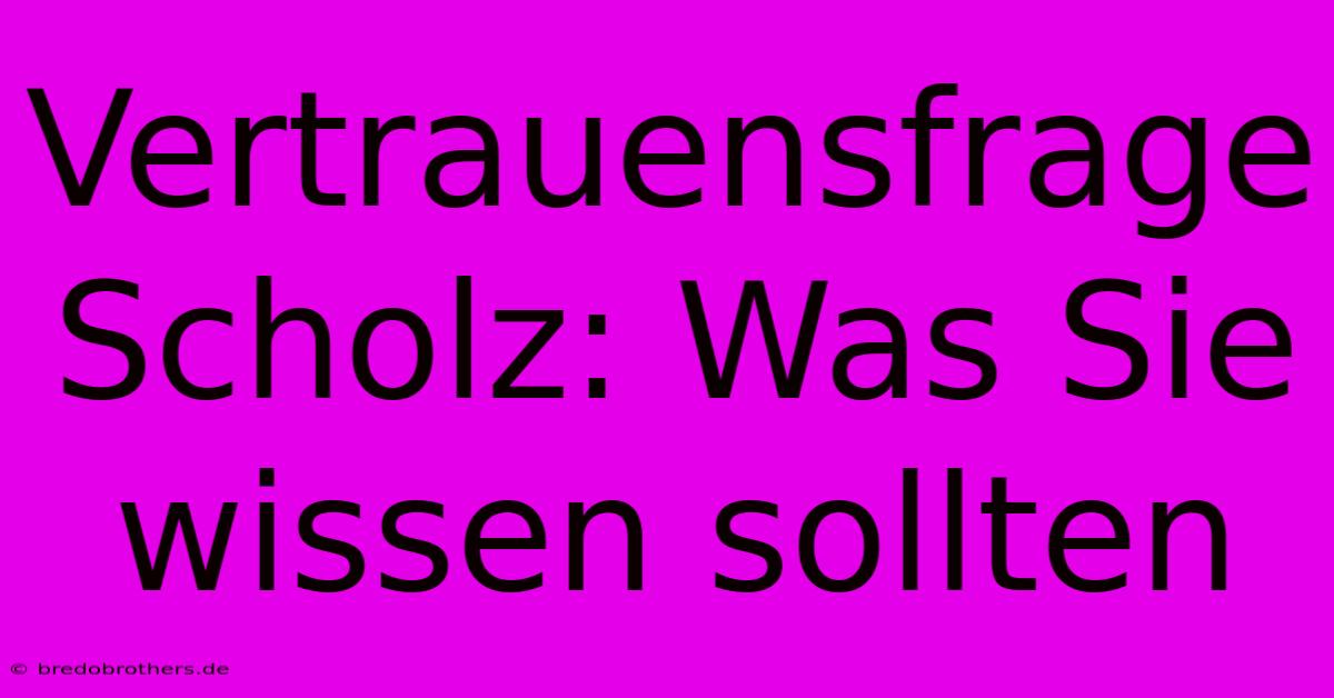 Vertrauensfrage Scholz: Was Sie Wissen Sollten