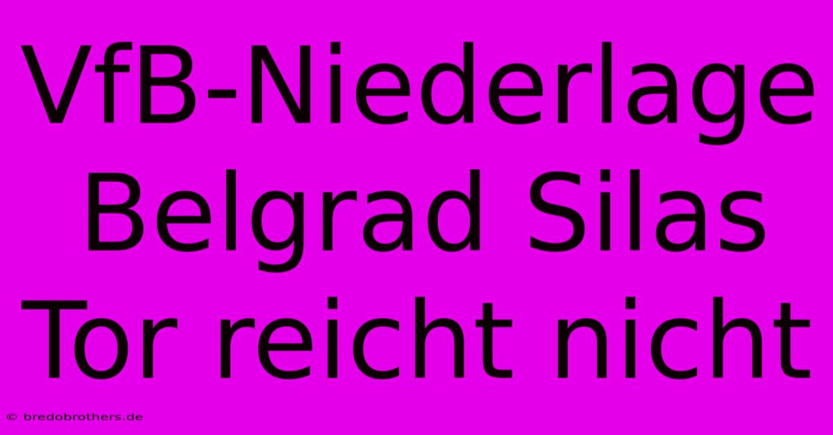 VfB-Niederlage Belgrad Silas Tor Reicht Nicht