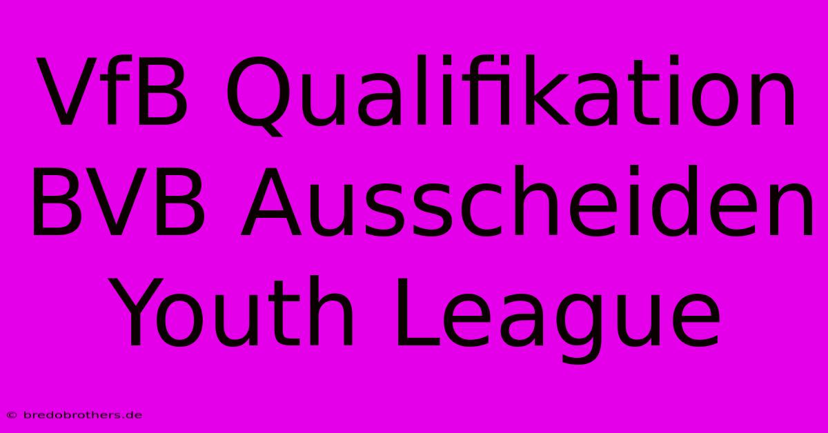 VfB Qualifikation BVB Ausscheiden Youth League