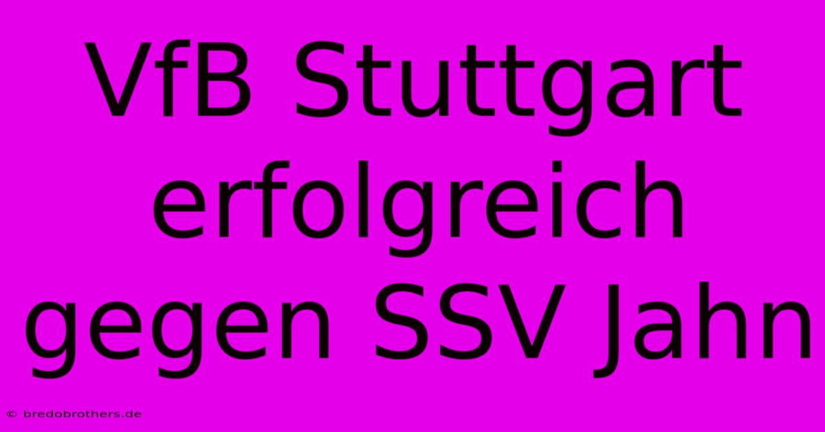 VfB Stuttgart Erfolgreich Gegen SSV Jahn