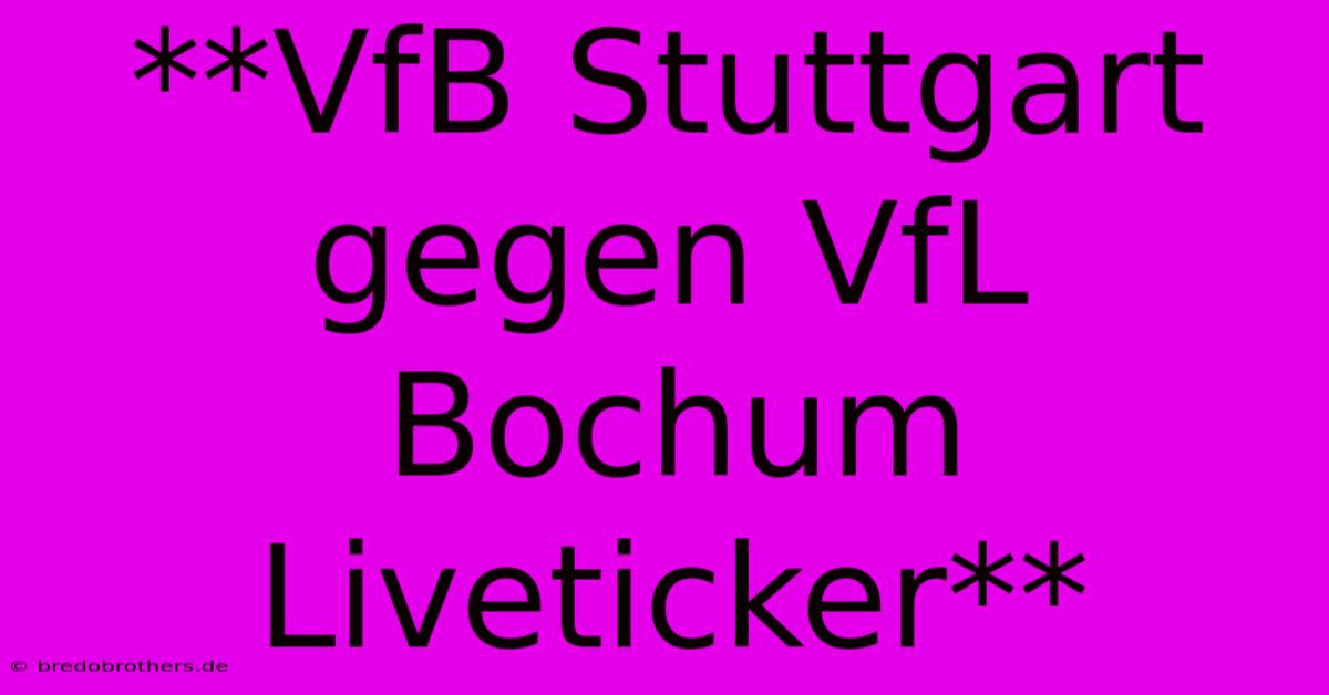 **VfB Stuttgart Gegen VfL Bochum Liveticker**