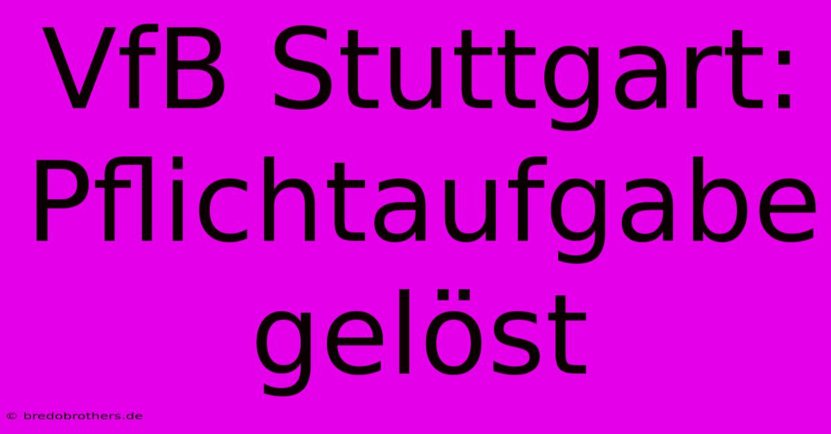 VfB Stuttgart: Pflichtaufgabe Gelöst