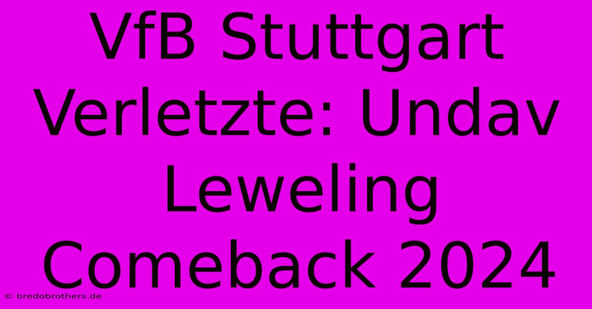 VfB Stuttgart Verletzte: Undav Leweling Comeback 2024