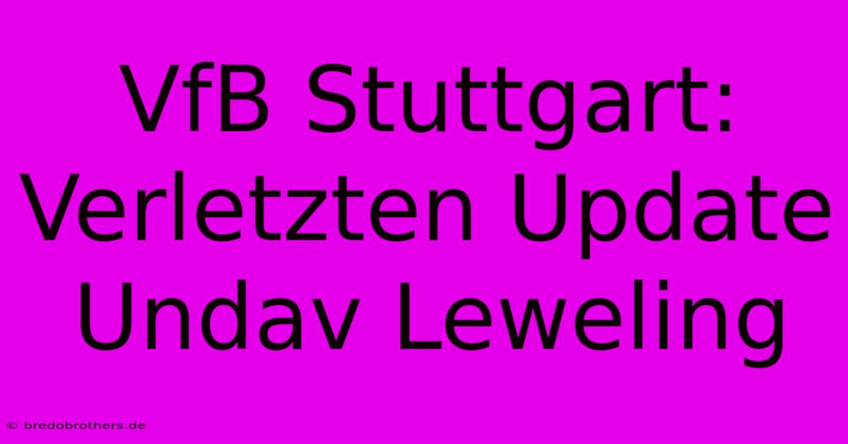 VfB Stuttgart: Verletzten Update Undav Leweling