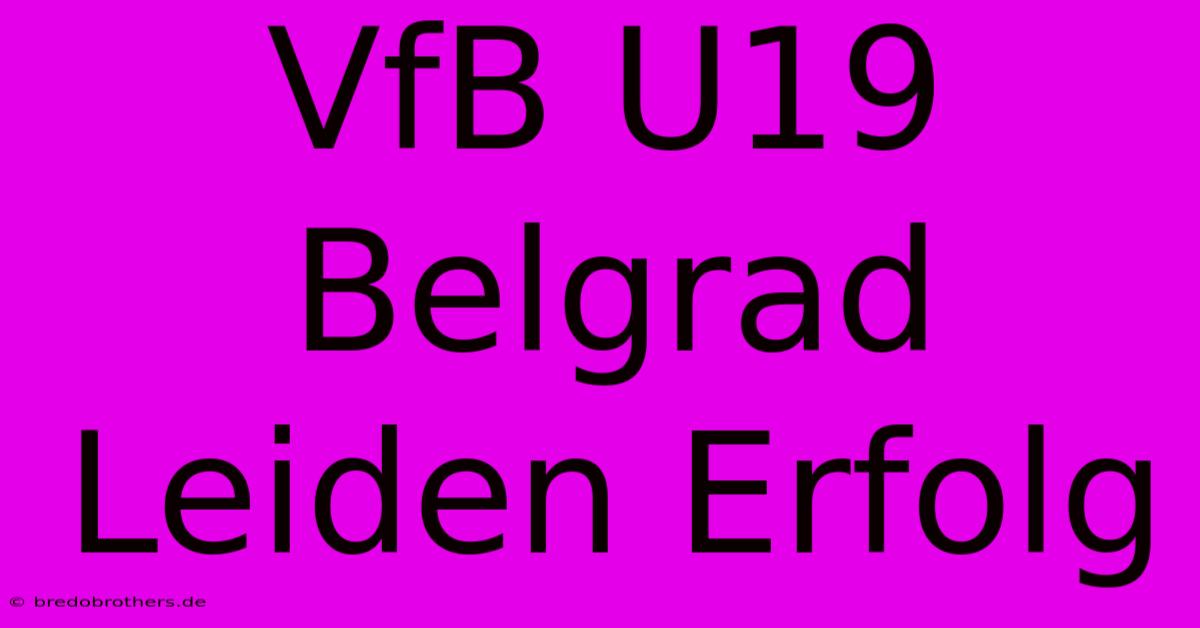 VfB U19 Belgrad Leiden Erfolg