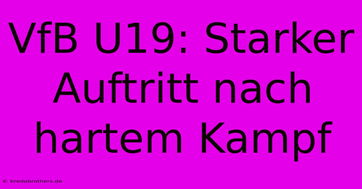 VfB U19: Starker Auftritt Nach Hartem Kampf