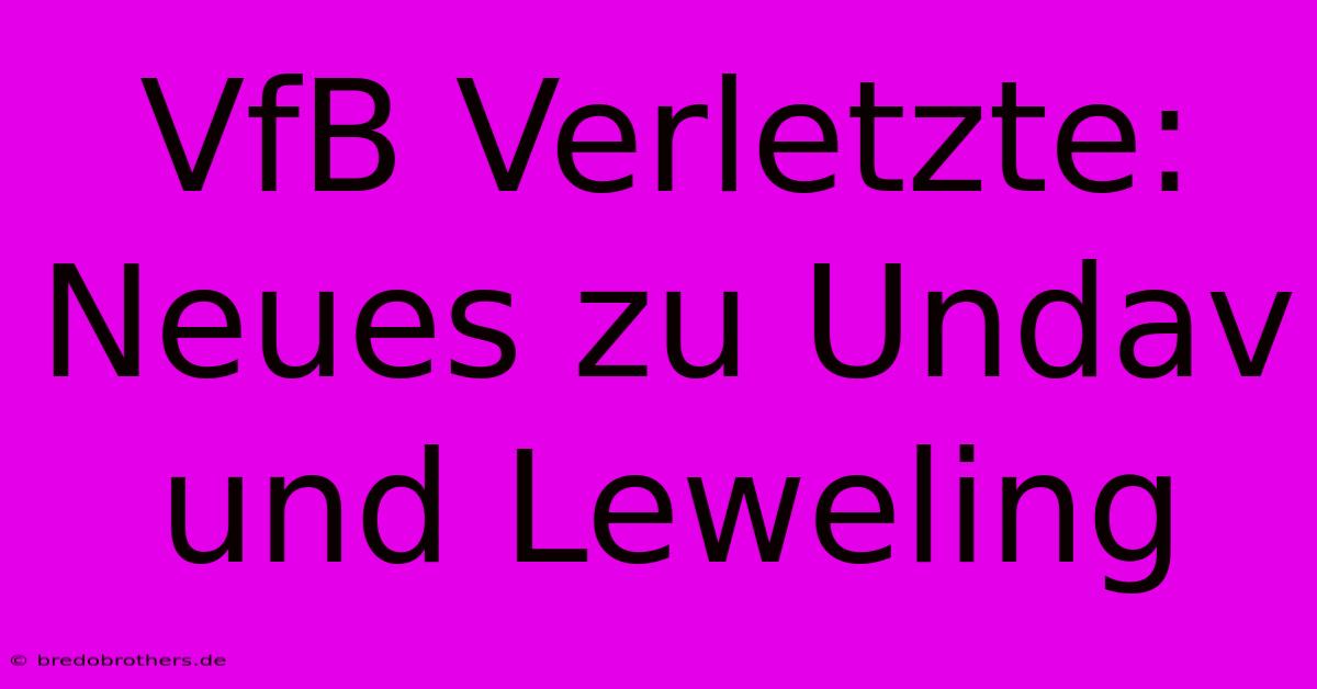 VfB Verletzte: Neues Zu Undav Und Leweling