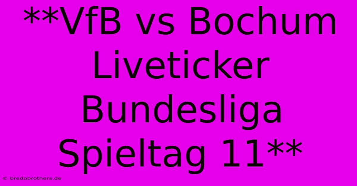 **VfB Vs Bochum Liveticker Bundesliga Spieltag 11**