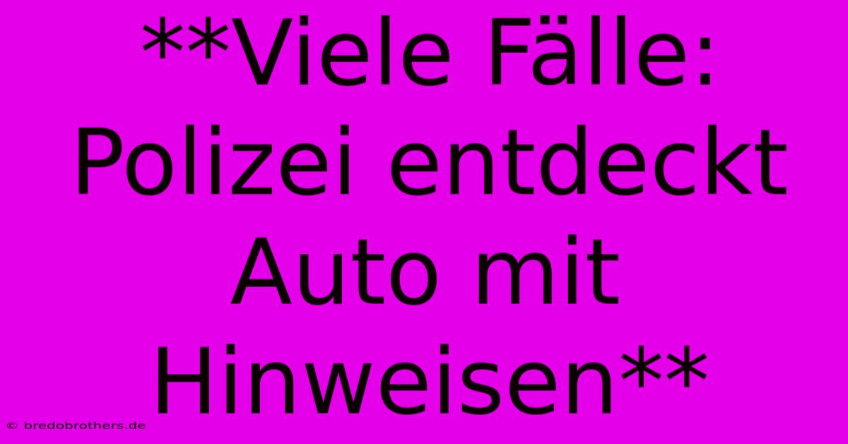 **Viele Fälle: Polizei Entdeckt Auto Mit Hinweisen**