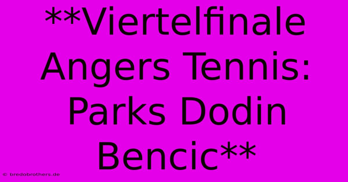 **Viertelfinale Angers Tennis: Parks Dodin Bencic**