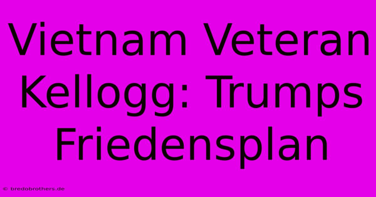 Vietnam Veteran Kellogg: Trumps Friedensplan