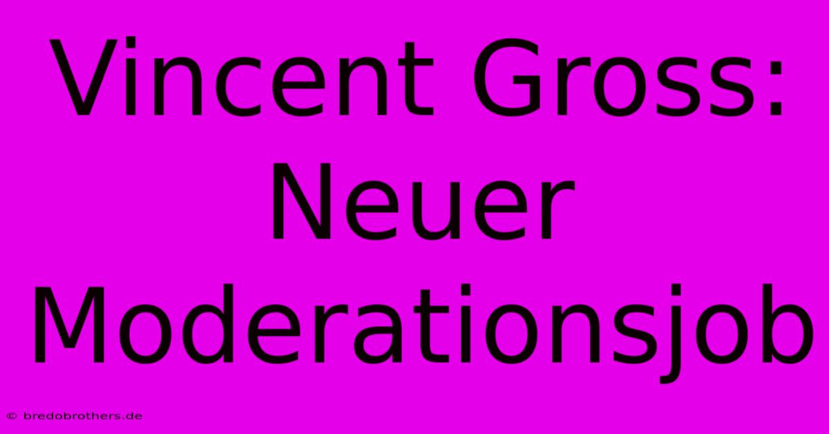 Vincent Gross: Neuer Moderationsjob