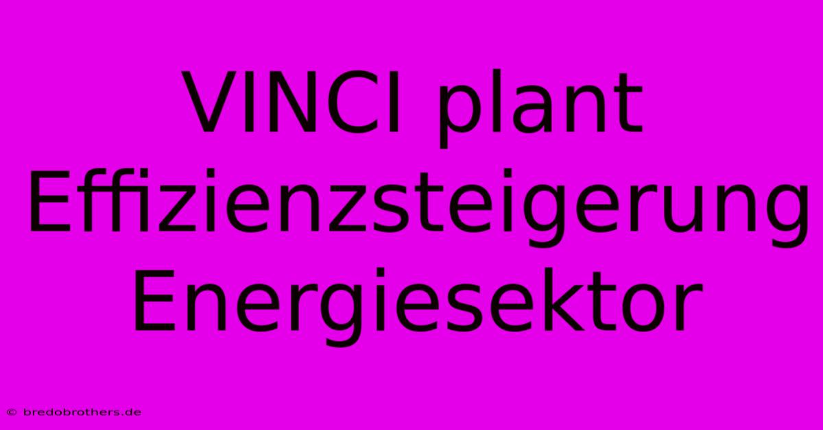 VINCI Plant Effizienzsteigerung Energiesektor