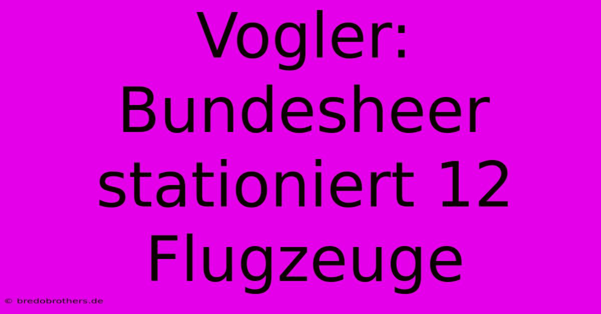 Vogler: Bundesheer Stationiert 12 Flugzeuge